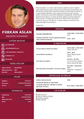 Endüstri Mühendisi CV Örnekleri cv indir
